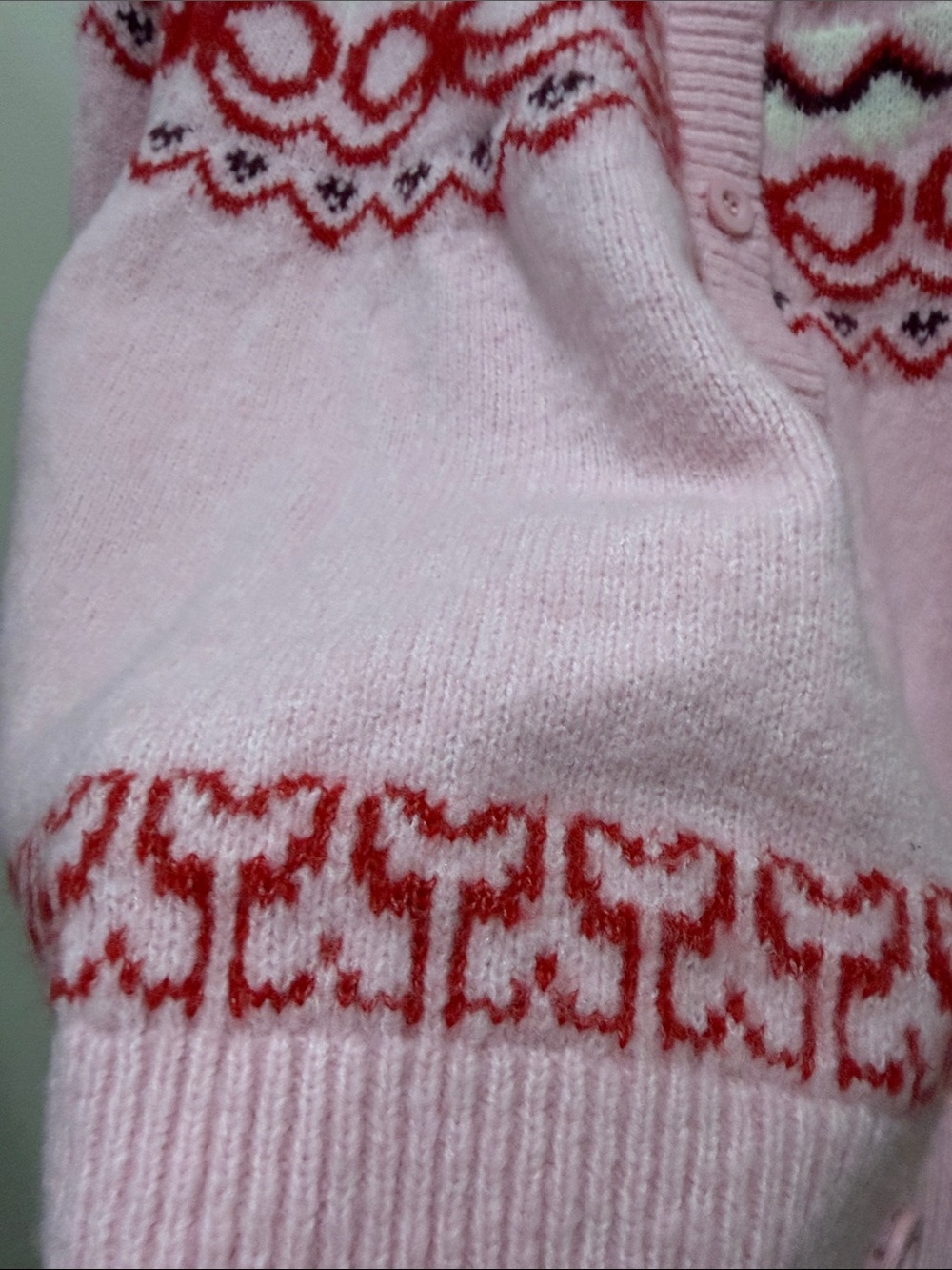 Revolve House of Harlow 1960 Pink & Red Fair Isle Cropped Cardigan - Picture 4 of 16